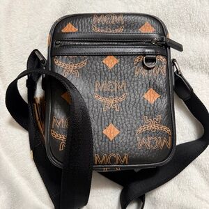 MCM Visetos Crossbody Black Messenger Bag Unisex